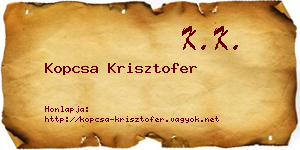 Kopcsa Krisztofer névjegykártya